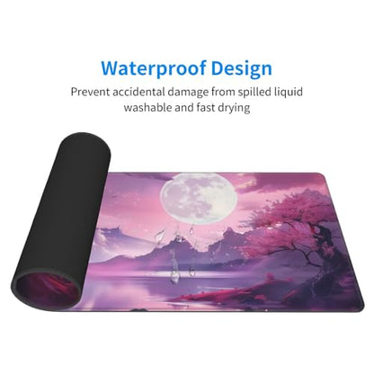 Gaming Mouse Pad Desk Pad,Extended Big Mouse Pad,31.5x11.8 Inch Long Computer Keyboard Mouse Mat Mousepad with 3mm Non-Slip Base and Stitched Edge for Gaming and Office… (Pink Canyon) - color: Pink Canyon