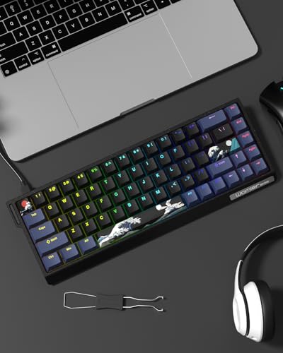 SK68 65% Gaming Keyboard, Wired Backlit Mini Keyboard w/100% Hot-Swap Socket 68 Keys Aluminum Gaming Wired Keyboard for PC Laptop Game - color: Black