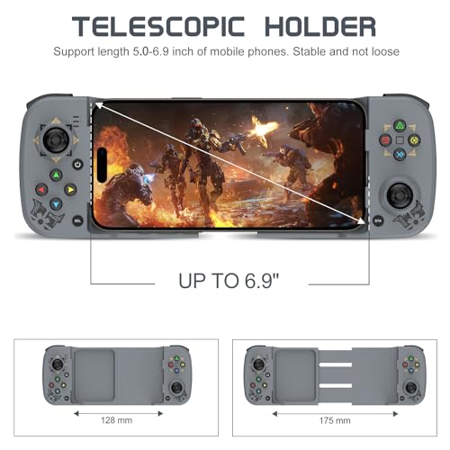 Joso Phone Controller for iPhone/Android Support Phone Case, Mobile Gaming Controller with Ergonomic Design - Wireless Gamepad for Cloud Gaming & PS Remote Play - color: Grey