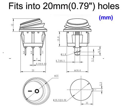 Gebildet 4pcs 12V-24VDC/10A Prewired Waterproof Round Rocker Toggle Switch with LED Indicator,3 Pin SPST ON-Off Toggle Switch for Car Truck Motorcycle Boat Marine (Red/Yellow/Blue/Green) - style: E425