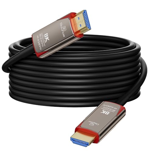 8K Fiber Optic HDMI 2.1 Cable 200ft, High Speed Fiber HDMI Cord 48Gbps, Long Active HDMI Cable, 48Gbps, 8K@60Hz 4K@120Hz, Dynamic HDR, eARC, HDCP 2.2&2.3, 3D, for PC, Monitor, PS5, PS4, Xbox, HDTV - size: 200 Feet