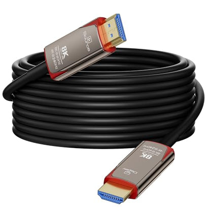 8K Fiber Optic HDMI 2.1 Cable 50ft, High Speed Fiber HDMI Cord 48Gbps, Long Active HDMI Cable, 48Gbps, 8K@60Hz 4K@120Hz, Dynamic HDR, eARC, HDCP 2.2&2.3, 3D, for PC, Monitor, PS5, PS4, Xbox, HDTV - size: 50 Feet