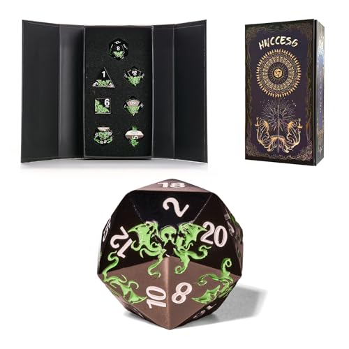 Octopus Metal RPG Dice Set,7-Piece,Inspired by Cthulhu Mythos,Abyss Green on Black,Heavy Zinc Alloy Dice for Fantasy RPGs & Collectors (Black Green) - color: Black Green
