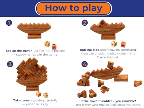 BSIRI Wooden Balance Stacking Tower - Classic Family Game Night for Adults & Seniors Stacker Blocks Table Fun Board Games for Party Balancing Drop Stack Building Block Toys for Gifts Set Towerstack - style: Stacking Balance Tower
