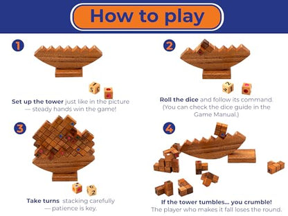 BSIRI Wooden Balance Stacking Tower - Classic Family Game Night for Adults & Seniors Stacker Blocks Table Fun Board Games for Party Balancing Drop Stack Building Block Toys for Gifts Set Towerstack - style: Stacking Balance Tower