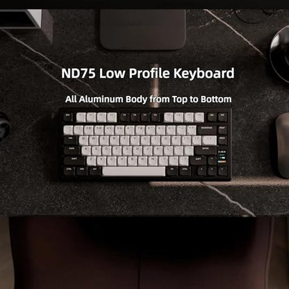 OOCTPK Mechanical Keyboard, Chilkey ND75 LP Wireless Gaming Keyboard with LCD Screen, Bluetooth 5.3/2.4G/USB-C, Hot Swappable Per-Key RGB Custom, Thin Front, Wrist Rest, Full-Aluminum, PC/Mac Support - color: Black