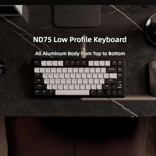 OOCTPK Mechanical Keyboard, Chilkey ND75 LP Wireless Gaming Keyboard with LCD Screen, Bluetooth 5.3/2.4G/USB-C, Hot Swappable Per-Key RGB Custom, Thin Front, Wrist Rest, Full-Aluminum, PC/Mac Support - color: Black