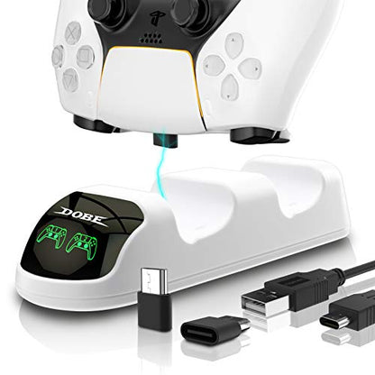 PS5 Controller Charger Station Dual Charging Dock - LED Indicator USB-C Stand with Overcharge Protection - Compact PlayStation 5 Charging Base for DualSense Controllers & Gaming Setup