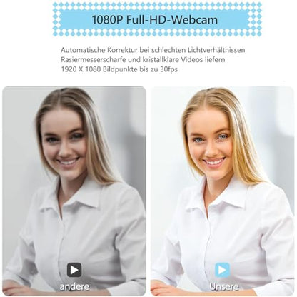 1080P Webcam with Microphone, HD Webcam Web Camera with Tripod Stand, Widescreen USB Computer Camera, Streaming Mic Web cam for Online Calling/Conferencing,Facetime/YouTube Desktop Laptop PC