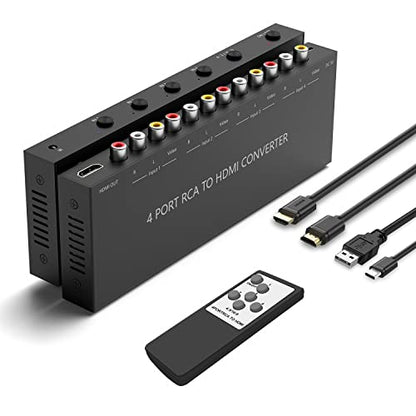 4 AV to HDMI RCA to HDMI Converter 1080P/720P 4 Way RCA Composite CVBS AV Switch to HDMI Converter Adapter Support 4:3/16:9 Switching For Sega Xbox PS1 PS2 PS3 N64 NGC SNES WII VHS VCR Camera DVD - color: 4AV to HDMI Converter