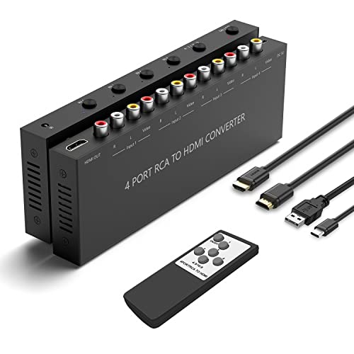 4 AV to HDMI RCA to HDMI Converter 1080P/720P 4 Way RCA Composite CVBS AV Switch to HDMI Converter Adapter Support 4:3/16:9 Switching For Sega Xbox PS1 PS2 PS3 N64 NGC SNES WII VHS VCR Camera DVD - color: 4AV to HDMI Converter