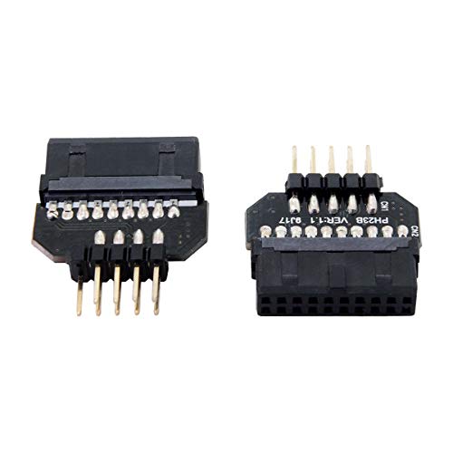 chenyang 2 Pack USB 2.0 Front Panel Header 9/10Pin Male/Female to 19/20Pin Male/Female Mainboard Header Gender Changer Connector Adapter