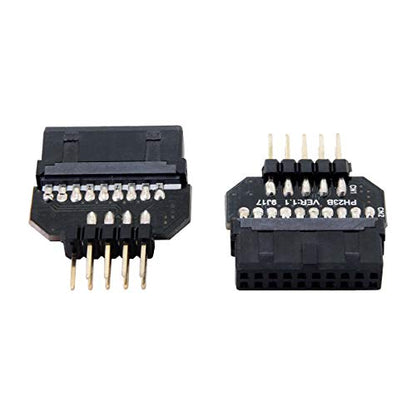 chenyang 2 Pack USB 2.0 Front Panel Header 9/10Pin Male/Female to 19/20Pin Male/Female Mainboard Header Gender Changer Connector Adapter