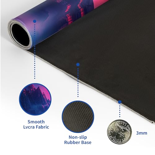 Darkness Red Moon Mouse Pad Abstract Red Mouse Pad 31.5x11.8 Inch Non-Slip Rubber Base Large Mousepad Stitched Edges Keyboard Mouse Mat Desk Pad for Office and Home(3) - color: Darkness Red Moon 3