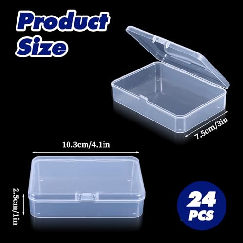 24pcs Plastic Playing Card Boxes,4.1 X 3 X 1 Inches Transparent Clip-On Playing Card Case,Trading Cards Storage Box for Men Women Collecting and Classifying