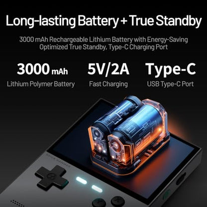 TRIMUI Brick Hammer Retro Handheld Game Console – Metal CNC Aluminum Alloy Body, 3.2" IPS Screen, 8GB Storage, Expandable to 1TB, Built-in 3000mAh Battery - style: Grey-64G