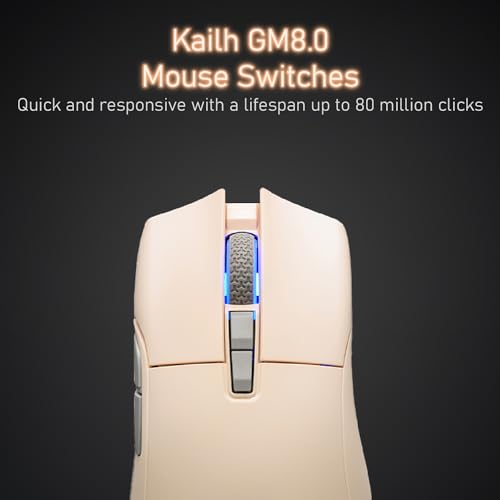 iRocks M31R Wireless Gaming Mouse, Triple Mode 2.4G/ Bluetooth/USB-C Detachable Cable Gaming Mouse, Kailh GM8.0 Switches, Advanced PixArt PAW3395 Optical Sensor, Up to 26,000 DPI - Beige - color: Beige