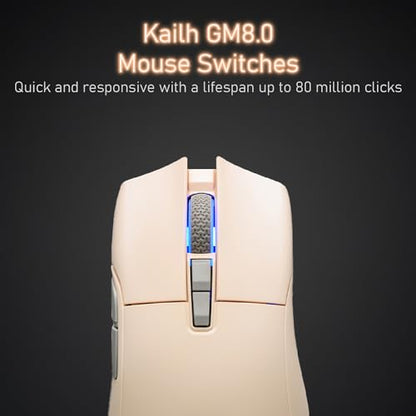 iRocks M31R Wireless Gaming Mouse, Triple Mode 2.4G/ Bluetooth/USB-C Detachable Cable Gaming Mouse, Kailh GM8.0 Switches, Advanced PixArt PAW3395 Optical Sensor, Up to 26,000 DPI - Beige - color: Beige