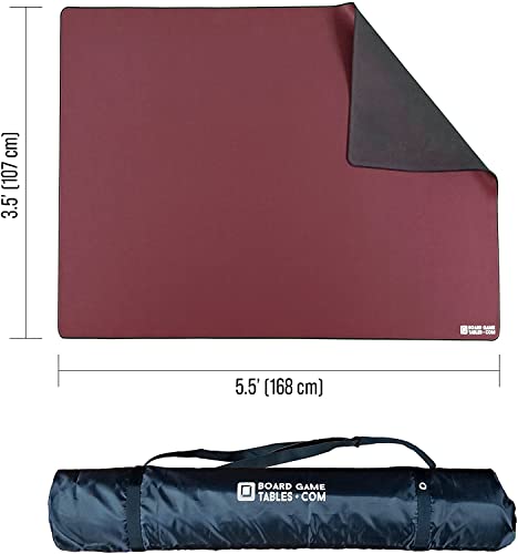 Board Game Playmat [3.5'x5.5'/Thick Super Cushioned/Stitched Edge/Water Resistant] with Carrying Case - for Tabletop Board Games, Card Games, RPG Games (Large, Burgundy) - color: Burgundy, size: Large (3.5'x5.5')