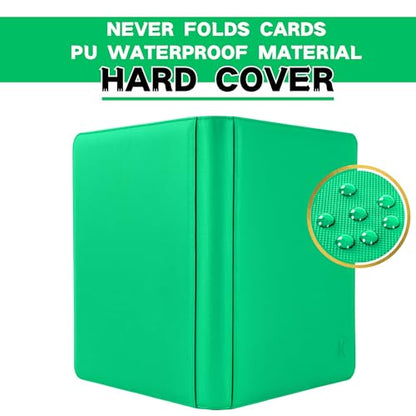Top loader Binder, Holds 128+ Toploaders (Grass Green) | 4 Pocket Top Loader Card Storage Case, Double-Sided Pockets for trading card in 3 x 4'' Toploaders - color: Top loader Binder Grass Green