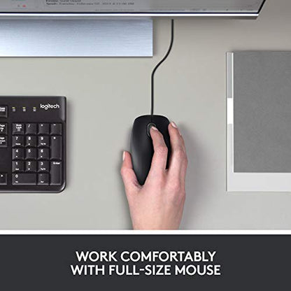 Logitech B100 Ambidextrous Wired Mouse - Black | USB corded, right or left hand use, for computer and laptop - size: 1 Count (Pack of 1)