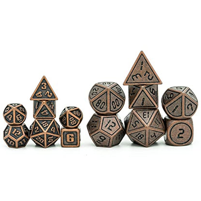 UDIXI 10mm Mini Metal DND Dice Set, Small Metal Dice for D&D (Copper) | 7-Pieces, Lightweight, Velvet Drawstring Bag, for Dungeons and Dragons Role Playing Games Tabletop Games - color: Mini-copper(10mm)