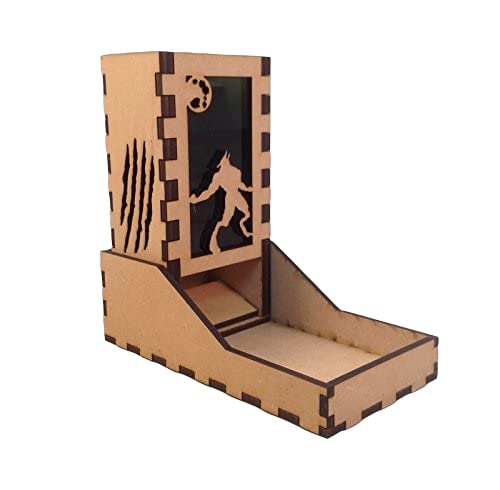 Werewolf Mini Dice Tower v1 Green Acrylic Window Laser Cut MDF Unique Gift