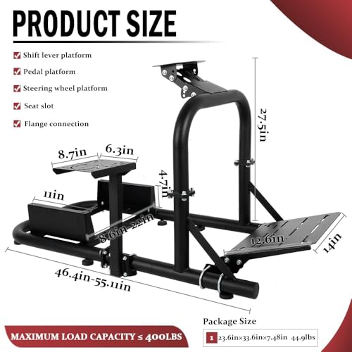 Supllueer Racing Simulator Cockpit Upright Stable Fit for Logitech G27 G29 G920 G923,for Thrustmaster T300RS F458 T500R,for Fanatec, 50mm Round Tube Racing Wheel Stand without Wheel Pedal Shifter Seat