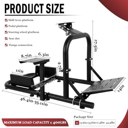Supllueer Racing Simulator Cockpit Upright Stable Fit for Logitech G27 G29 G920 G923,for Thrustmaster T300RS F458 T500R,for Fanatec, 50mm Round Tube Racing Wheel Stand without Wheel Pedal Shifter Seat