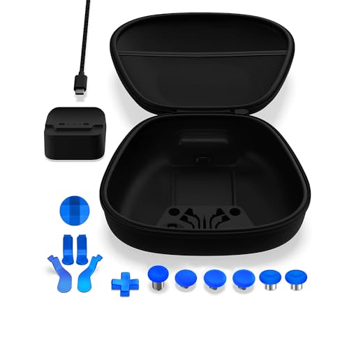 Complete Component Pack for Elite Controller Series 2 - Accessories Replacement Parts Repair Kit with Storage Case, Charging Dock and Charger Cable, 6 Thumbsticks, 4 Paddles, 1 D-Pad - color: Blue