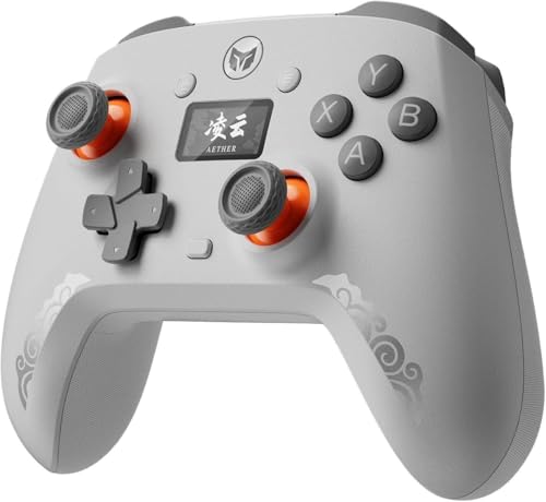 BIGBIG WON Wireless Gaming Controller with LCD Display – Hall Effect Joystick & Triggers, 1000Hz Polling Rate, PC/Switch/Android/iOS Compatible, Dual Back Buttons, Turbo, HD Rumble, Wired/Bluetooth/2.4G AETHER Wireless Gamepad - color: 1.Aether