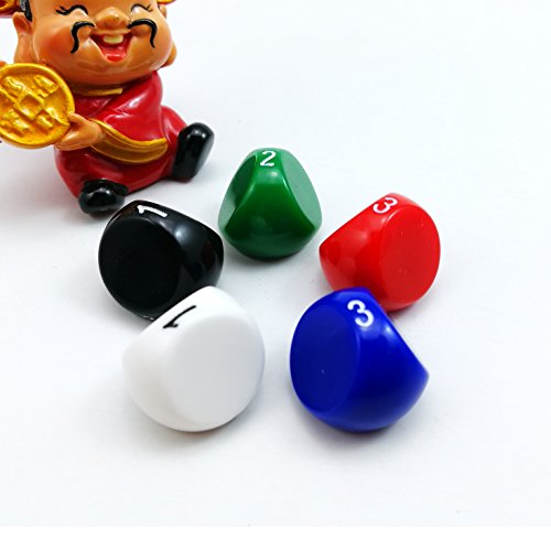 Bescon Polyhedral 3-Sided Gaming Dice - D3, 3 Sides, 5 Assorted Opaque Colors - color: D3 Assorted Colors 5pcs Set