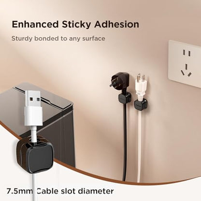 TAIKULE 6 Pack Magnetic Cable Clips White Cable Management USB Cable Power Wire Cord Clips for Home Office Desk Phone Car Wall Desktop Nightstand