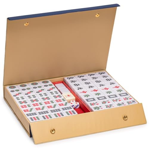 Yellow Mountain Imports “Bleau Royal” Chinese Mahjong Set with 146 Medium Tiles and Blue Vinyl Case — for Chinese Style Gameplay Only [「皇天藍」中國麻將] - color: Deep Indigo