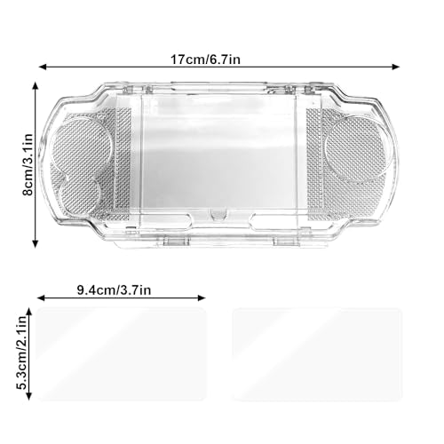 Penitue Transparent Hard Shell Case Cover and 2 Screen Protective Film, High Hardness Anti-Scratch Clear Protective Replacement Sleeve Accessories Compatible with 2000/3000 Game Console