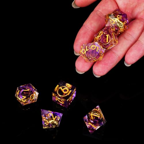 Ring DND Dice Set, 7 Pcs Magic Lord Ring DND Dice Resin Sharp Edge D&D Dice for Dungeons and Dragons RPG Role Playing Games