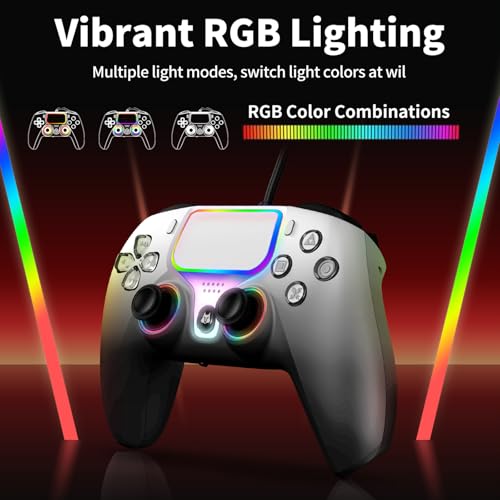 NBCP Wired PS5 Controller for PlayStation 5,PS4,PC/Steam Gamepad | Dual Vibration and Hall Effect Triggers,6-Axis Gyroscope,Turbo Function and 3.5mm Headphone Jack Grey - color: Gray