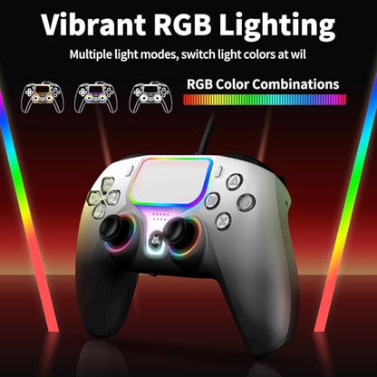NBCP Wired PS5 Controller for PlayStation 5,PS4,PC/Steam Gamepad | Dual Vibration and Hall Effect Triggers,6-Axis Gyroscope,Turbo Function and 3.5mm Headphone Jack Grey - color: Gray