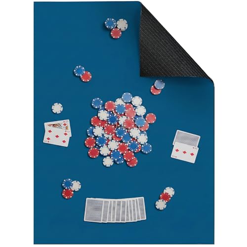 Board Game Mat for Table 47 x 72 Inches, Waterproof Neoprene Gaming Playmat for Mahjong, Poker, Board Games, Card Games, Tile Games, Dominoes & RPG–Large Portable Table Cover (Blue) - color: Blue, size: 47" x 72"