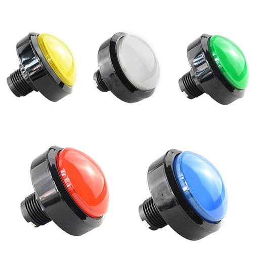 5X New 60mm Dome Shaped LED Illuminated Push Buttons for Arcade Coin Buttons Machine Operated Games DC 12V (Multi-Color) - color: Multi-color