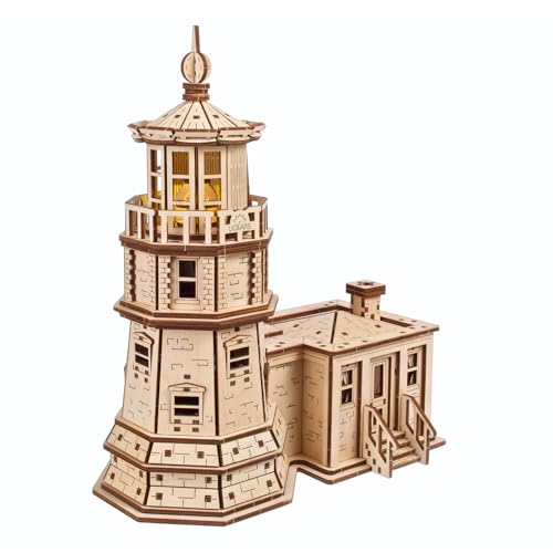 UGEARS Split Rock Lighthouse 3D Wooden Puzzles for Adults – Wooden Model Kits for Adults, Crafts for Adult, Model Kits to Build, Wooden 3D DIY Model Brain Teaser, Hobby Set - style: Split Rock Lighthouse