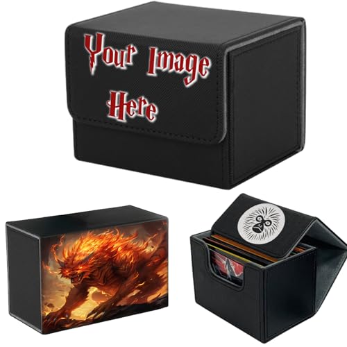 Custom Card Deck Box, Premium Leather Deck Case for TCG, MTG, CCG, OCG Storage, Make Your Own Card Cases, Compatible with Magic The Gathering - size: Horizontal
