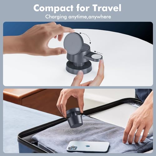 3-in-1 Wireless Charging Station,15W Fast Charging Foldable Magnetic Stand Wireless Charger with Night Light Compatible with iPhone 17,16/15/14/13/12 Pro Max,Airpods,Apple Watch