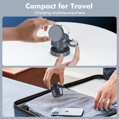 3-in-1 Wireless Charging Station,15W Fast Charging Foldable Magnetic Stand Wireless Charger with Night Light Compatible with iPhone 17,16/15/14/13/12 Pro Max,Airpods,Apple Watch