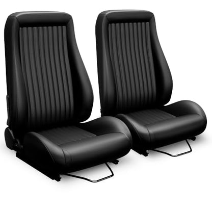 2 Pcs Adjustable Universal Racing Seats with Double Sliders, Reclinable Bucket Seats, 1 Pair of Sport Seats for Vehicles (OBS BLACK 2) - color: OBS BLACK 2