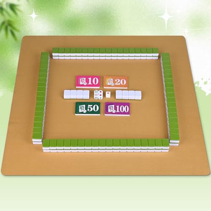 Chinese Green Small Mahjong Set with Carry Bag - 152 Melamine Tiles (144 Numbered + 8 Blank), 1.17" Size, Includes Instructions, Dices, Wind Indicator, Chips & Mahjong Mat (Majiang,中国麻将) - color: Green, size: 1.17 in