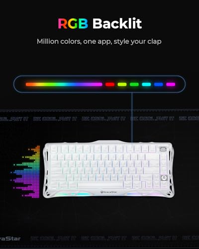 GravaStar Mercury K1 75% Wireless Mechanical Gaming Keyboard RGB Backlit | Gasket Mount, Hot Swappable Linear Switches, Creamy Sound Keyboard, 2.4GHz/USB-C/Bluetooth 5.0, for Win/Mac【Opaline White】 - color: Opaline White
