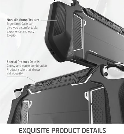 Mumba Dockable Case for Nintendo Switch OLED 2021, Blade Series TPU Grip Protective Cover Accessories Compatible with 7 Inch and Joy-Con Controller (Black) - color: Black