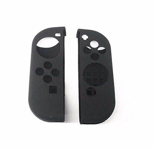 8 in 1 Silicone Protective Skin Soft Shell Case with Thumbsticks Grips Caps Cover for Switch Controller Skin Black