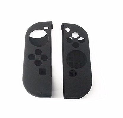 8 in 1 Silicone Protective Skin Soft Shell Case with Thumbsticks Grips Caps Cover for Switch Controller Skin Black